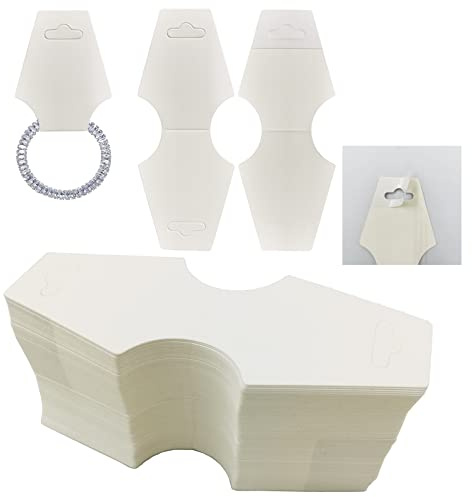 DUGYIRS 200 Stück Halsketten & Armband Display, Selbstklebend Schmuck Verpackung für Halsketten, Armbänder, Haarband (Weiß)
