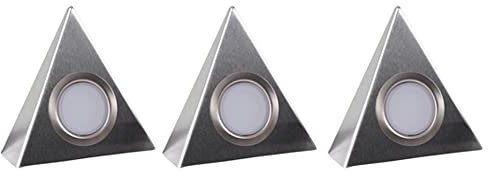 3 Pack LED Stainless Steel Under Cabinet Triangular Head Light Kit with Driver | 2W 100lm 4000k Cool White | Kitchen Lighting | Easy Plug & Play System | 12V Low Voltage