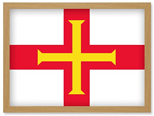 Artery8 Guernsey National Flag Patriotic Vexillology World Flags Country Region Poster Artwork Framed Wall Art Print A4