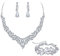 EVER FAITH Statement Halskette Ohrringe und Armband Set für Damen österreichische Kristall Tropfen Cluster Schmuckset Weiß Silber-Tone