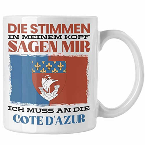 Trendation - Cote D'azur Tasse Urlaub Heimat Geschenk Spruch Frankreich Geschenkidee (Weiß)
