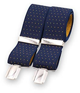 El Mono con Pajarita Hosenträger Herren, handgefertigt in Spanien | Hosenträger für Herren mit 3 extra starken Clips. | Farbe Blau. (Micro Azul-Amarillo)