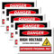 craspire 5 Stück Warnschild-Aufkleber „HIGH Voltage“ Gefahrenschild, Vinyl, PVC, Rechteckig, Selbstklebend, Wasserfest, Symbol-Aufkleber, 250x175 mm, Für Türen, Fenster, Wände