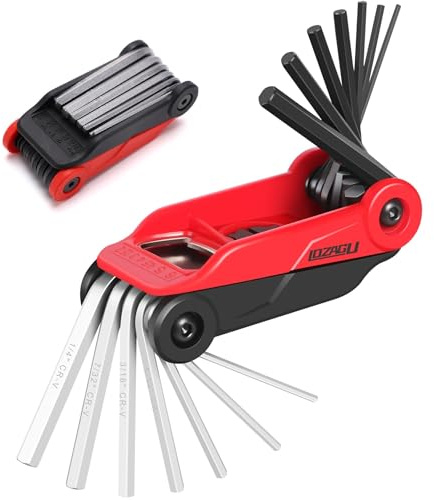 LOZAGU 14PCS Folding Allen Key Set, Metric and SAE Folding Hex Key Set, Metric 2mm, 2.5mm, 3mm, 4mm, 4.5mm, 5mm, 6mm. SAE 5/64”, 3/32”, 1/8”, 5/32”, 3/16”, 7/32”, 1/4