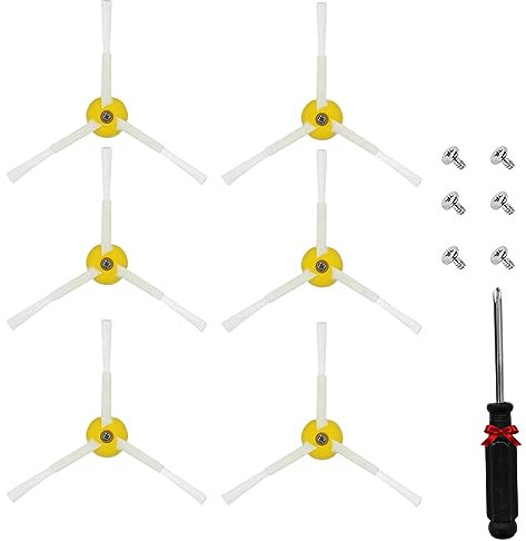 KiimSin 6pcs Spazzole Laterali di Accessori per iRobot Roomba 600 700 800 900 Series 694 677 850 860 870 880 890 980 960 Robot Aspirapolvere Ricambio, Spazzola Laterale per Aspirapolvere + cacciaviti