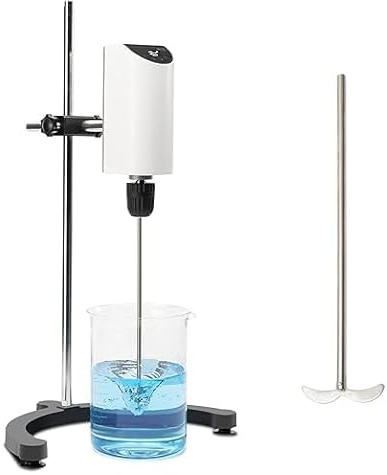 ONiLAB OLED Digitaler Überkopfrührer, 10L, 10000 mPas | Einstellbare Drehzahl 200–2500 U/min, inklusive Stativ und zwei Rührstäben