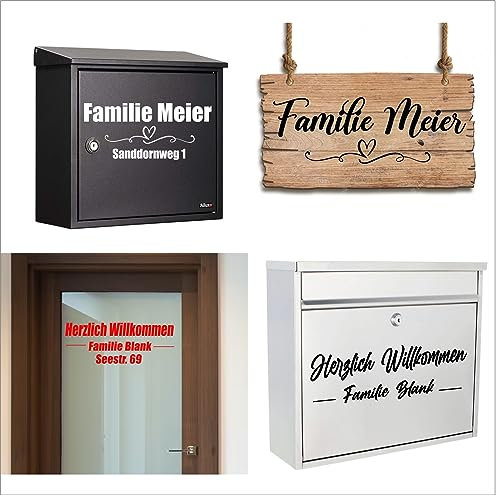 myrockshirt Aufkleber Größe,Typ,Text und Farbe anpassber! Namen,Name Tür,Briefkasten,Mülltonne,Herzlich Wilkommen,Adresse, Straße,Hausnummer