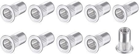 METALLIXITY 100pz Rivetto Dadi M4 Corpo Filettato Inserti Dado Argento Tono | per Mobili Meccanici Fissaggi, Alluminio Lega, Zigrinata