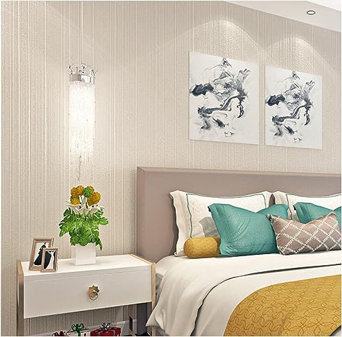 CULTS Helles Khaki Vliestapete 9,5 m x 0,53 m Vertikaler Streifen Tapete Modernes Design Einfarbig Tapete für Flur Wohnzimmer Schlafzimmer Büro