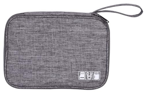 FAVORTALK Cable Organisers Waterproof Electronics Accessories Organizer Bag Portable Cable Pouch Zipper Closure Fit for Power Bank Phone Charger Cables Adapter Hard Disk & More - Gray 2 B21617