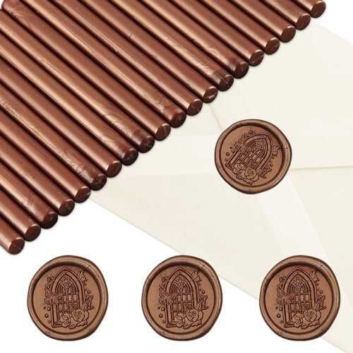 Hillylolly Siegellack Sticks 7mm - 20 Stück Siegelwachs Stangen für Heißklebepistole - Wax Seal Sticks für Hochzeit Einladungen, Karten Umschläge (Bronze)