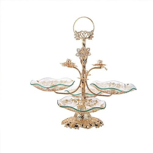 Set di alzate for torta di lusso in oro, piatti for il tè pomeridiano, piatti nuziali, vassoio da esposizione for dessert, feste di compleanno (Color : 12floral gold)