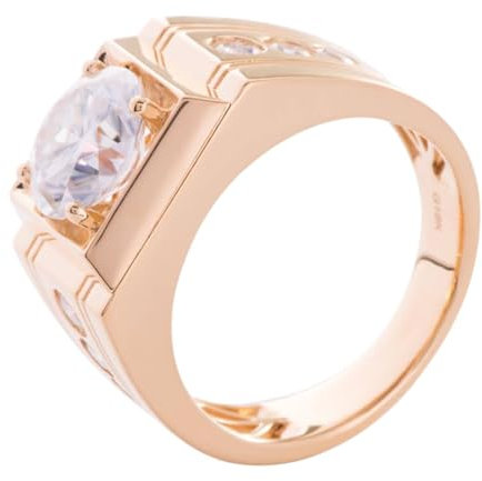 Ring Für Männer, Herren Platin Ring mit rundem Moissanit 3ct (Größe Anpassen)