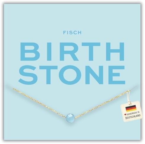 happymaker - Geburtsstein Kette, vergoldete Silberkette 925 mit echtem Edelstein als Geburtsstein für jedes Sternzeichen, handgefertigt in Deutschland, Spruchkarte und Geschenkverpackung