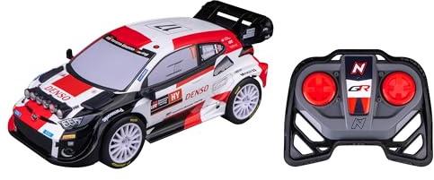 Nikko Coche teledirigido RC 10394 Night Mode Toyota Gazoo WRC con Detalles realistas con Faros LED, 25 cm, Mando a Distancia de 2,4 GHz, Alcance de 40 m, para niños a Partir de 6 años, Color Blanco