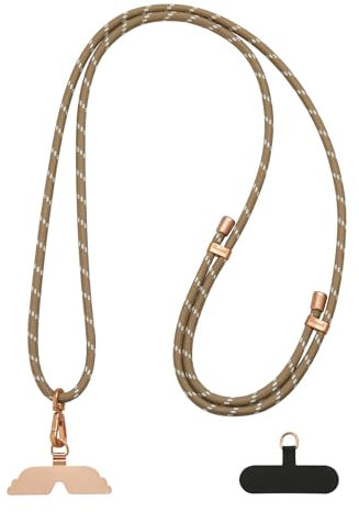 GOODAYY Cordino del Telefono Cellulare, Cinturino Regolabile del Telefono con 1 Metallo e 1 Nylon Patch Durevole, Accessori del Telefono Universale Cordino per il Polso del Collo (Marrone)