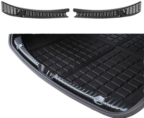 HFANGYU Fit For Tesla Model 3/Model Y 2Pcs Rear Trunk Sill Guard Cover Car Accessories Auto Rear Bumper Foot Plate Car Door Edge Protector (3 Rear guard plate - carbon grain)