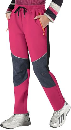 ANGEL CITIZ Kinder Softshellhose Winter Skihose für Jungen & Mädchen Thermo Regenhose Kinder mit Reflektoren Wathose Wanderhose Outdoor 116-158