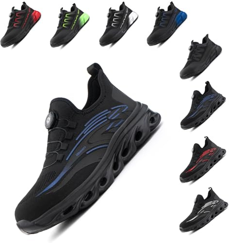 Hitmars Safety Trainers Men Ladies Safety Shoes Womens Work Shoes Steel Toe Cap Site Composite Comfortable Non Slip JIA-1 Blue 5UK