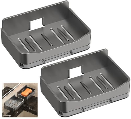 Seifenhalter Ohne Bohren, 2 Stück Seifenschale mit Ablauf, Seifenablage Seifenschalen für Badezimmer Dusche Küche