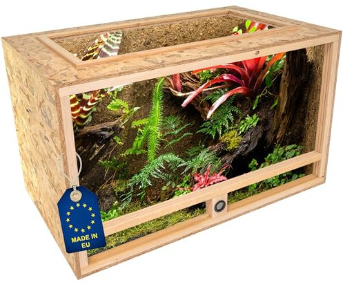ITA Schildkröten Terrarium 120x60x60 cm mit Offenem Dach & Integriertem Hygrometer - Holzterrarium aus OSB-3 Platten - Terrarien für Schildkröte und andere Tierarten - EU Produkt