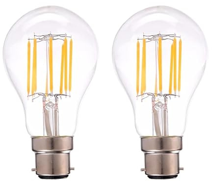 Dimmable 8W B22 A19 A60 Vintage Bayonet LED Blub Warm White 2700K, 80W Halogen Replacement for Beside Lamp Ceiling Fan Pendant Lights Chandelier Fixture,800 lm 2-Pack