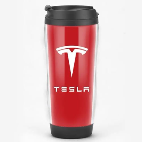 GZLYLY Auto-Thermobecher für Tesla Model Y,Edelstahl Kaffee-to-go Becher Thermo, Vakuum auslaufsicher Isolierbecher mit Deckel, Autobecher doppelwandig isoliert Coffee-to-go Becher,Red