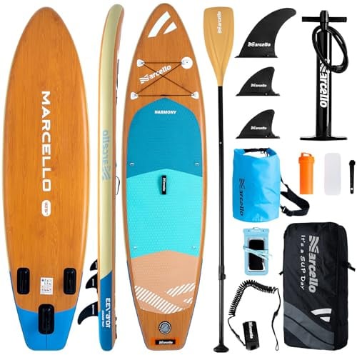 Paddle Board, 10’6 x 33” x 6” Inflatable Stand UP Paddle Board with Waterproof Storage Bag, Backpack, Pump, non slip Mat, Phone Case Ultra-Light Paddle Boards for Adults
