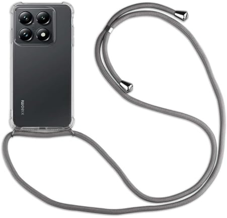 betterfon Handykette Hülle kompatibel mit Xiaomi 14T Pro | Smartphone Hülle Case mit Band | Handyhülle Handyband zum Umhängen | Grau