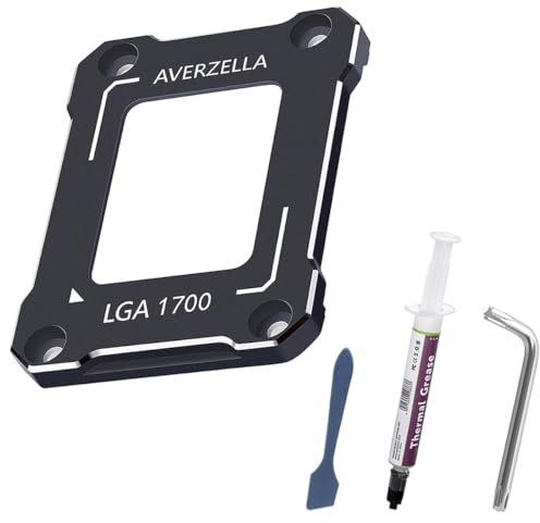 AVERZELLA Anti-Bending Contact Frame Retrofit Kit for Intel 12th/13th/14th Gen CPUs, CNC Aluminum CPU Buckle, Compatible with LGA 1700 Socket Motherboards (with 2g 5.15W/MK CPU Thermal) (Black)