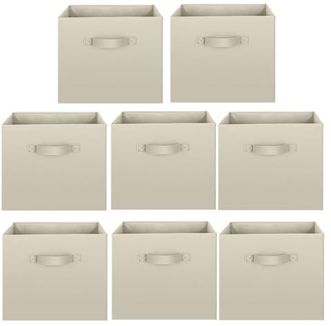 Supernic Cube Storage Boxes 27x27x28cm Foldable Organiser Basket Containers Fabric with Handles Collapsible Storage Box Clothes Basket Containers for Home Office Nursery Organisation (Light yellow)