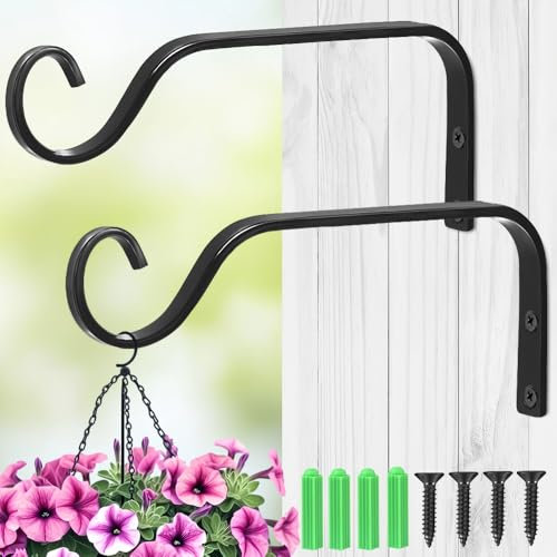 MIVITOOM Wandhaken für Blumenampel 18.5 cm, 2 Stücke Pflanzenhalterung Blumenampelhalter aus Eisen in Schwarz Blumentopf Wandhalter für Pflanzen Vogelhäuschen Laternen Windspiele und Wandleuchter robu