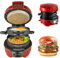 Appareil à croque-monsieur 3 en 1 avec anneaux, machine à hamburger, plaques chauffantes antiadhésives, rouge