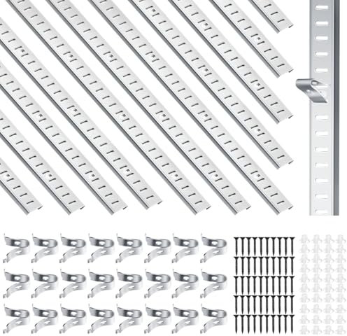 Regal-Pilasterschienen, 24 Stück, verstellbare Metallschiene, Einsteckschiene, Pilasterleiste für Wand, Bücherregale, Regalsystem, Schrankorganisation, 12 Stück