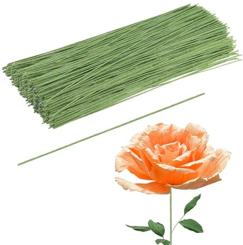 100 Piezas Alambre de Tallo Alambre Floral Alambre de Calibre, Alambre Floral Alambre Floristeria 40 CM Alambre de Tallo Floral para Producción de DIY Arreglo Floral Flores (Verde claro)