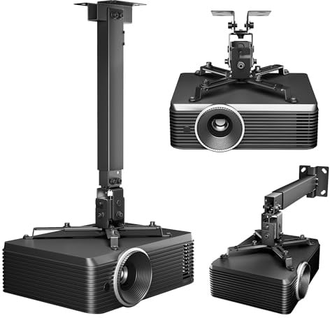 PEGZONE Projector Ceiling Mount 3-in-1 Bracket Extension Pole 44lbs Black