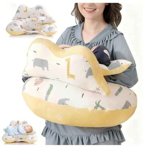 Nursing Pillow mit Verstellbarem Hüftgurt & Sicherheitskissen, 100% Baumwolle Breastfeeding Pillow Ergonomisches Schwangerschaftskissen Stillkissen Abnehmbarer Kissenbezug (Geschenk Stillkissen Klein)