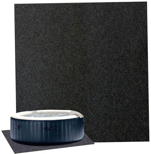 CAKEEYUM Tapis de Bain à remous carré de 13x13 Pieds, Lavable sous Le Tapis Piscine, Gonflable et Portable, Protecteur Sol Piscine Spa, Forme carrée.
