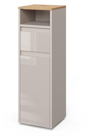 Vicco Midischrank Majest, Cashmere, 30.2 x 96.3 cm | mit Schublade und Tür, zur Aufbewahrung von Badutensilien und kombinierbar