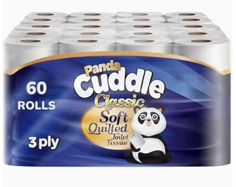 Panda Cuddle Soft Quilted Toilet Tissue 60 Rolls 3-Ply - 12 x 5 Rolls