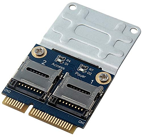 Tuidzljd 2 SSD HDD for Laptop Dual Micro- SD SDHC SDXC TF to Mini PCIe Memory Card Reader MPCIe to 2 Mini-Sdcards Mini Pci-E Adapter
