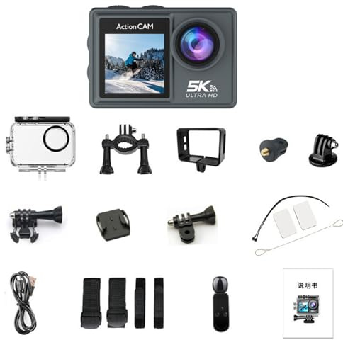 Sxhlseller Telecamera Subacquea WiFi con Microfono Wireless, Ideale per la Creazione di Filmati Professionali, Grigia, capacità 8M-50M