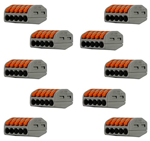 REV 0508574555 Kabelklemmen, 10x Verbindungsklemmen 5-fach, 400VAC, 32A 0,08-4 mm², grau