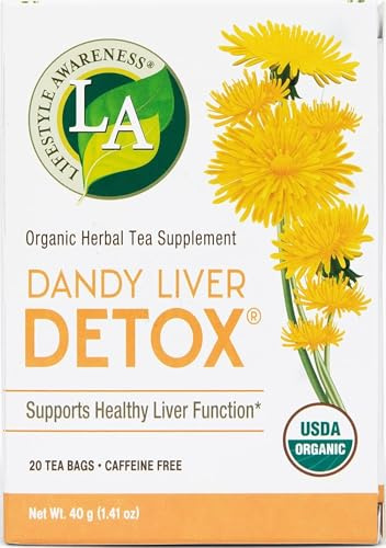 Lifestyle Awareness Teas, Caffeine Free Dandy Liver Detox Tea, 20 Count