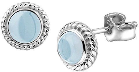 Nenalina Ohrstecker 925 Silber Damen Ohrringe rund mit Geburtsstein Aquamarin hellblau für Frauen und Mädchen