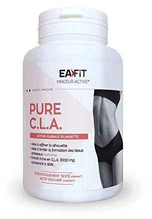 EAFIT MINCEUR - Pure CLA - Brule graisse raffermissant - Aide à affiner la silhouette - Limite la formation des tissus graisseux - Riche en CLA - 90 capsules - Complement alimentaire adapté au sport