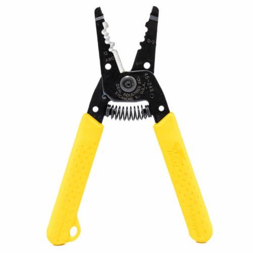 Ideal Electrical 45-249 12/2 NM T-Stripper - 2/12 AWG, Wire Stripper with Looping Holes, Plier Nose, Spring Loaded Automatic Opening