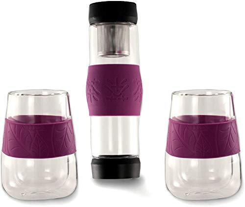Teiera per infusi da tè con filtro dell'acqua en acciaio inox + 2 tazze en | 500 ml de té |senza BPA |