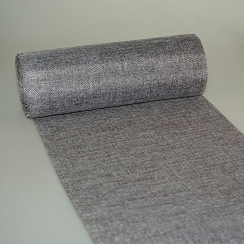 Deko AS GmbH Shabby Chic Leinenoptik Tischläufer, Polyester geruchsneutral, Dunkelgrau, 30 cm x 5 m, 5