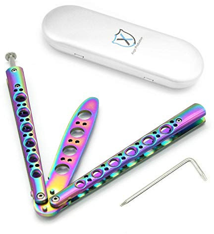 Martial Arts Practice Trainer Knife Tool Coltello in Titanio/Coltello a ventaglio in Acciaio Inossidabile - Multicolore